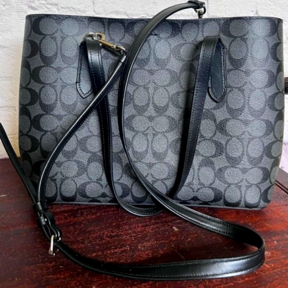 Coach Black on Black Avenue Carryall style F48735 Silver Hardware - Picture 2 of 8